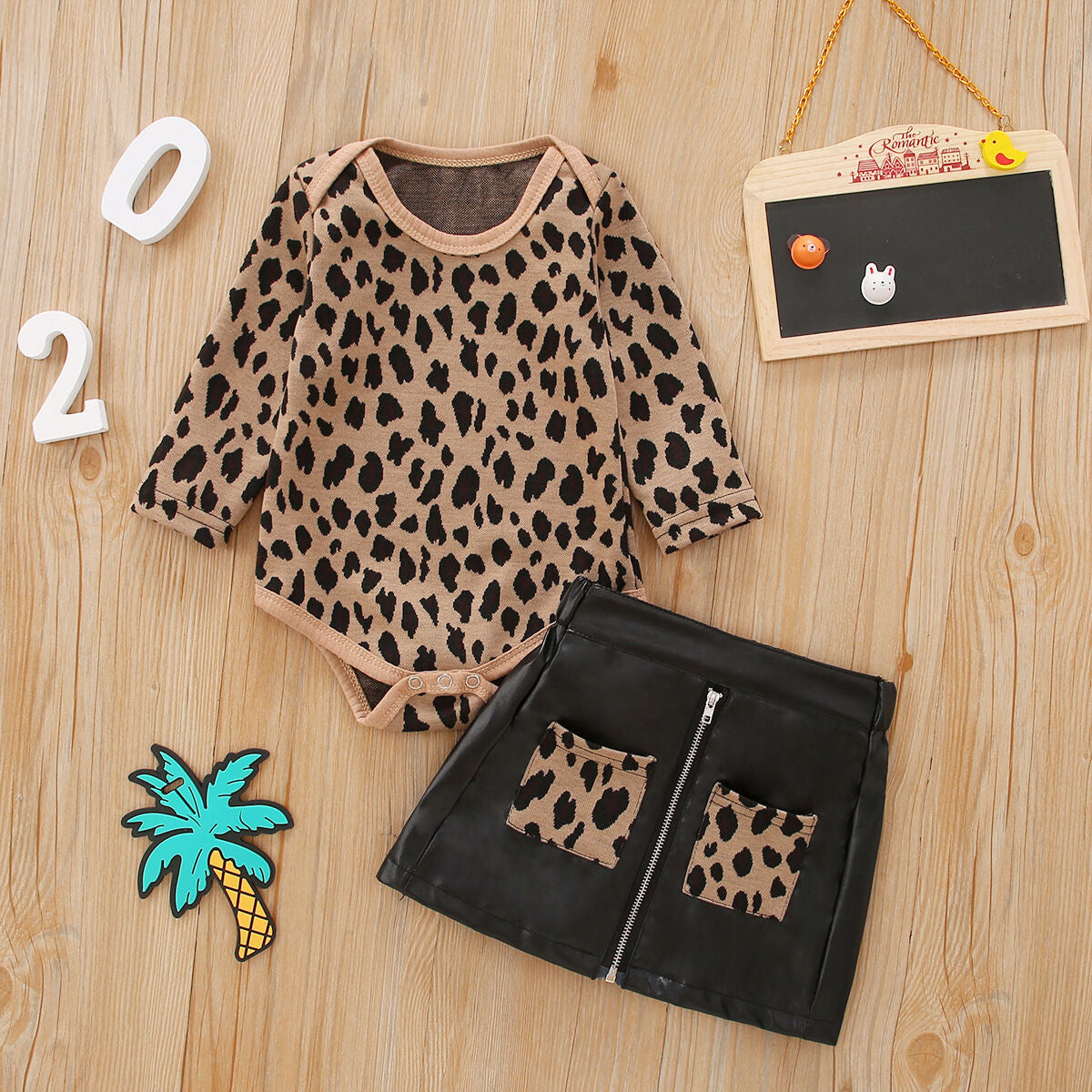 Leather & Leopard | Skirt & Onesie