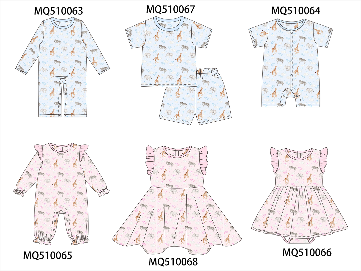 PO70 Blue&pink animals print bamboo collection