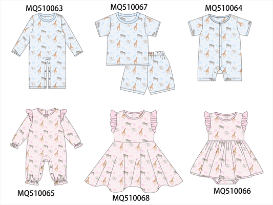 PO70 Blue&pink animals print bamboo collection