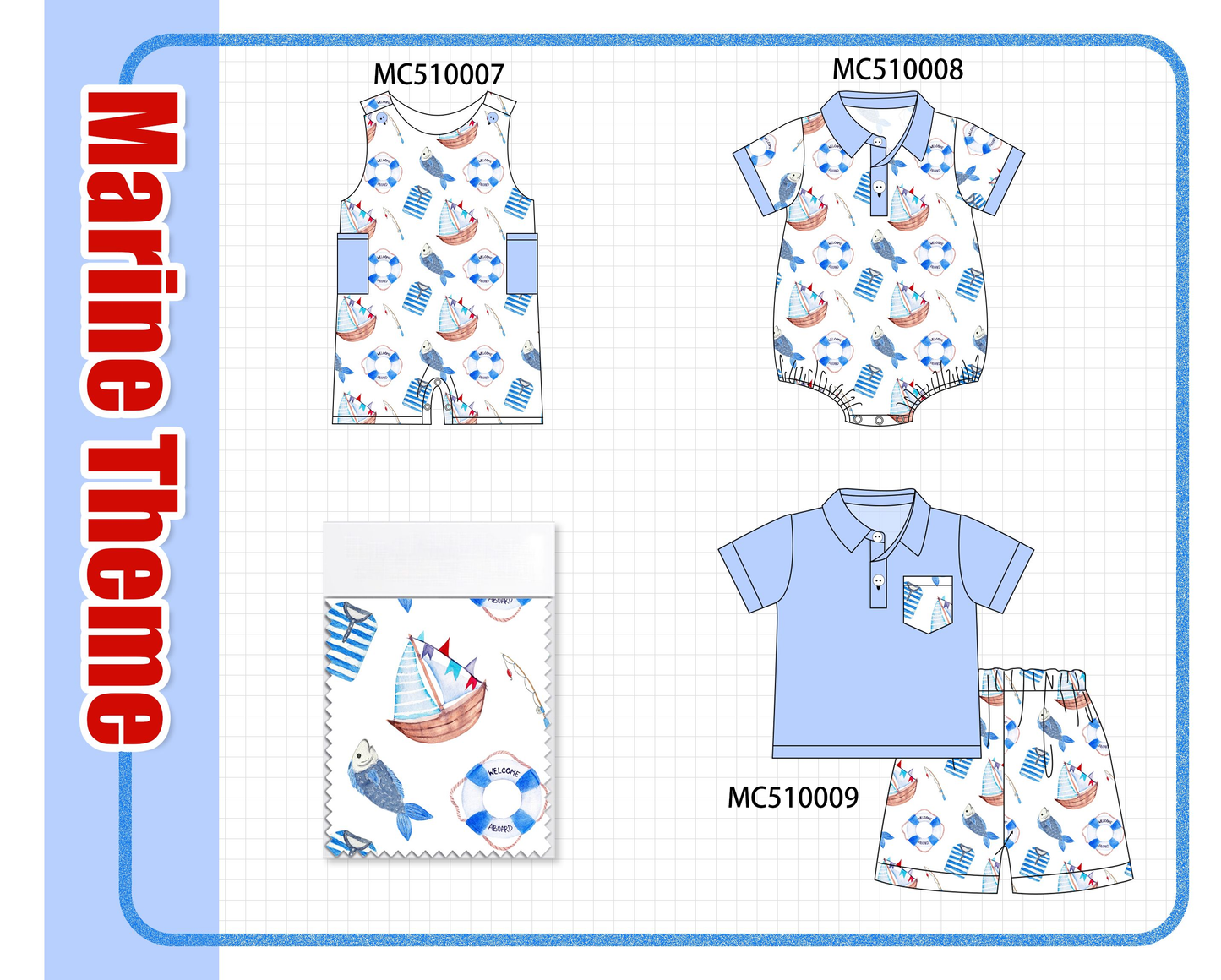 PO69 Blue marine print collection