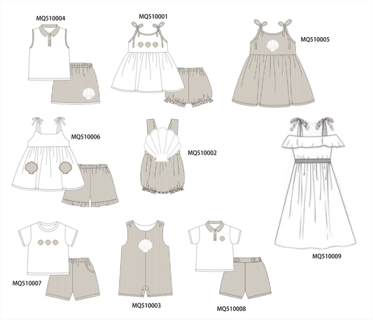 PO70 Brown shellfish applique stripe collection