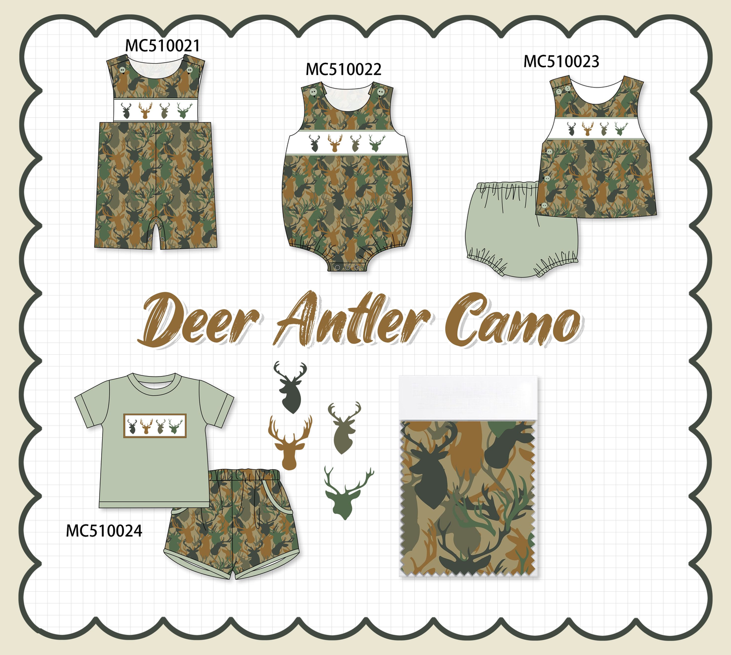 PO69 Camouflage deer antler embroidery collection