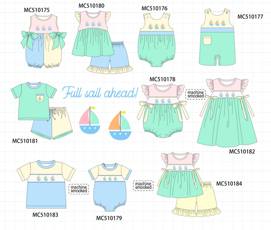 *Pre-Order* Colors Block Sailboat - Embroidery collection