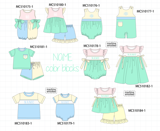 *PreOrder*  Colors blocks monogram embroidery collection 2