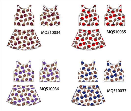 PO70 Football print 2pc active skorts set collection
