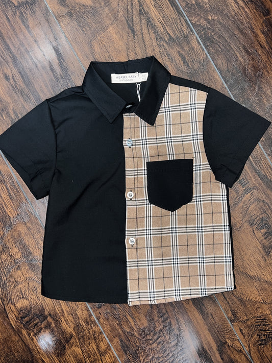 Black & Plaid Button Up