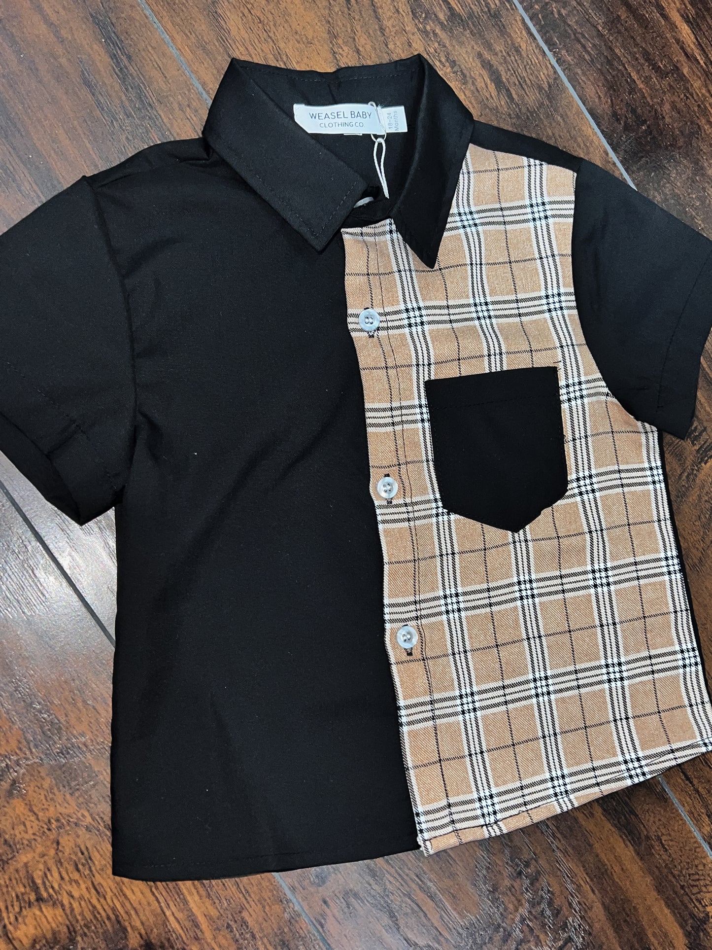 Black & Plaid Button Up
