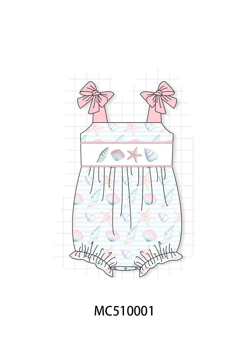 PO69 Pink shells starfish embroidery collection