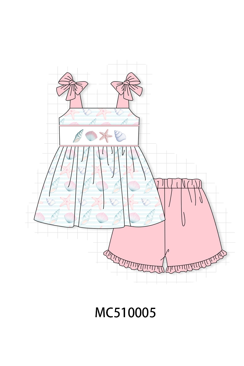 PO69 Pink shells starfish embroidery collection