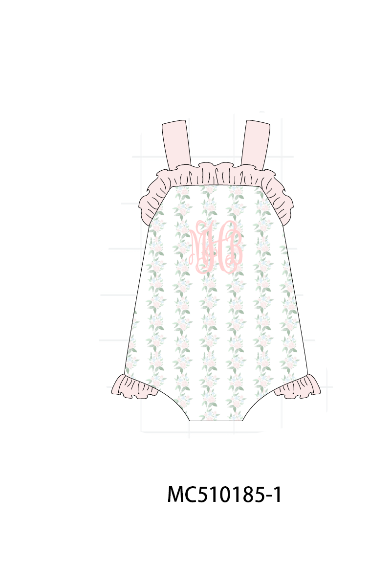 *Pre-Order* Pink monogram embroidery floral ruffle collection