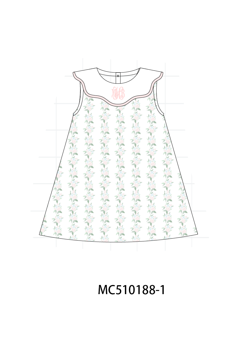 *Pre-Order* Pink monogram embroidery floral ruffle collection
