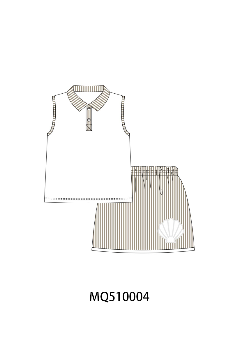 PO70 Brown shellfish applique stripe collection