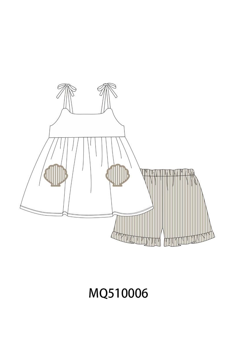 PO70 Brown shellfish applique stripe collection