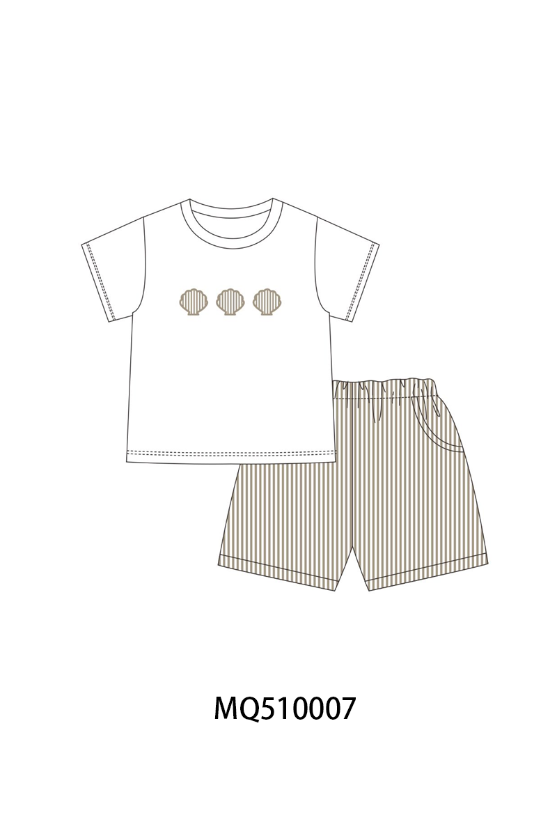 PO70 Brown shellfish applique stripe collection