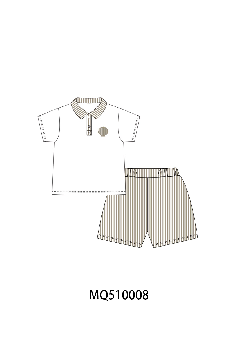PO70 Brown shellfish applique stripe collection