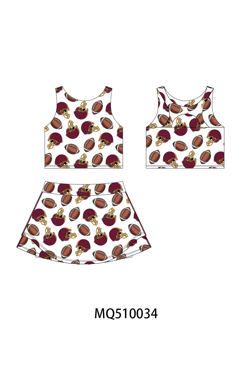 PO70 Football print 2pc active skorts set collection