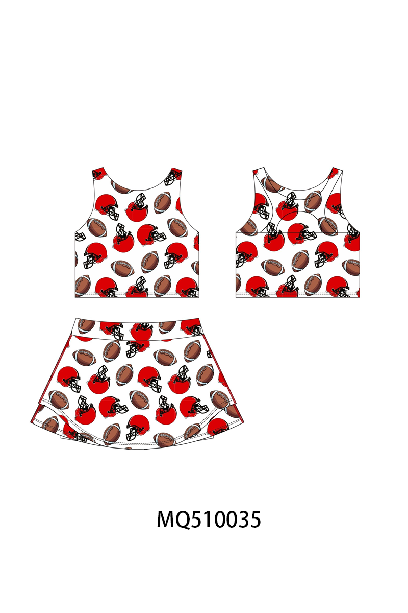 PO70 Football print 2pc active skorts set collection