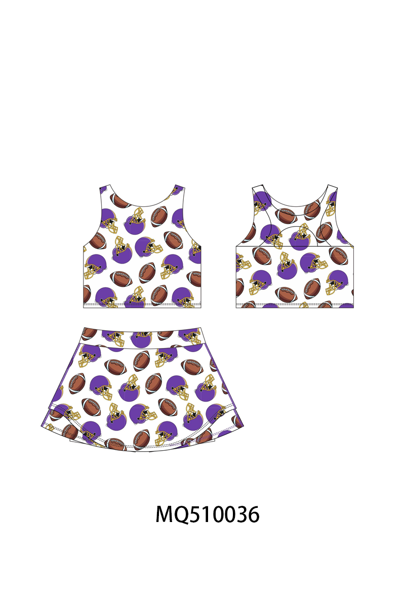 PO70 Football print 2pc active skorts set collection