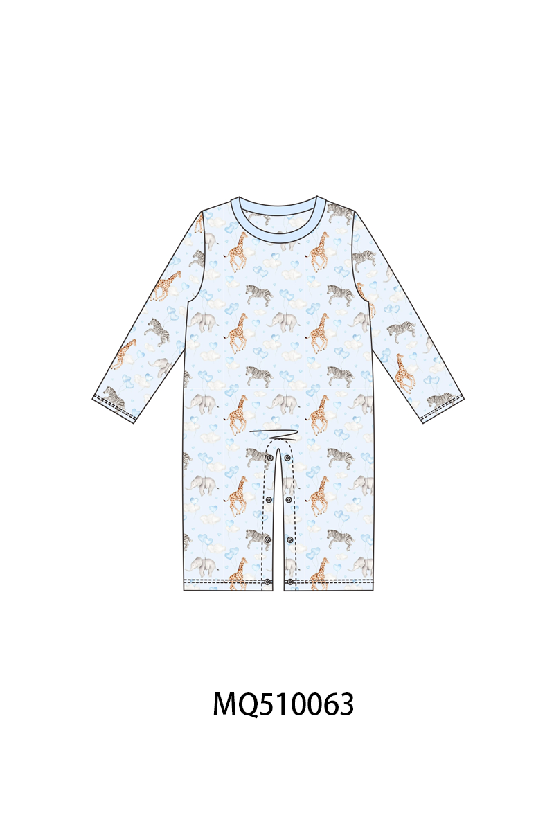 PO70 Blue&pink animals print bamboo collection