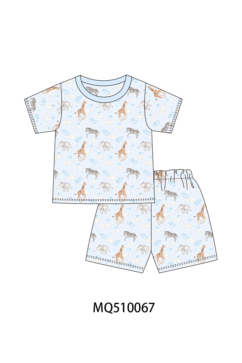 PO70 Blue&pink animals print bamboo collection