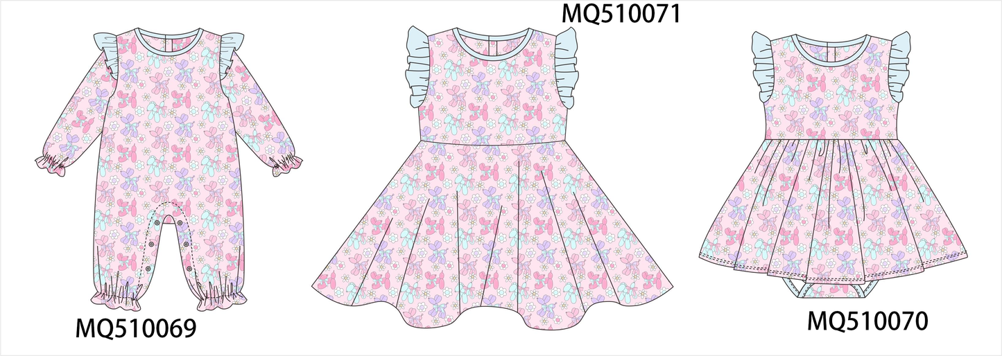 PO70 Pink floral print ruffle collection