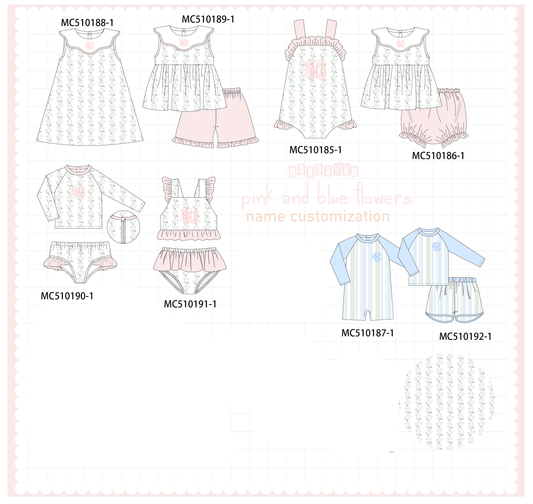 *Pre-Order* Pink monogram embroidery floral ruffle collection