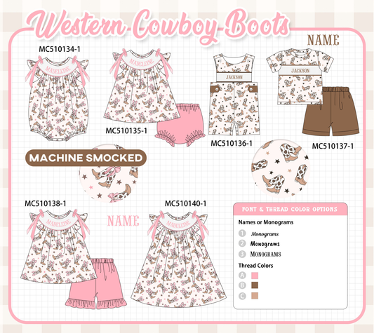 PO69 Western cowboy boots monogram smocked collection
