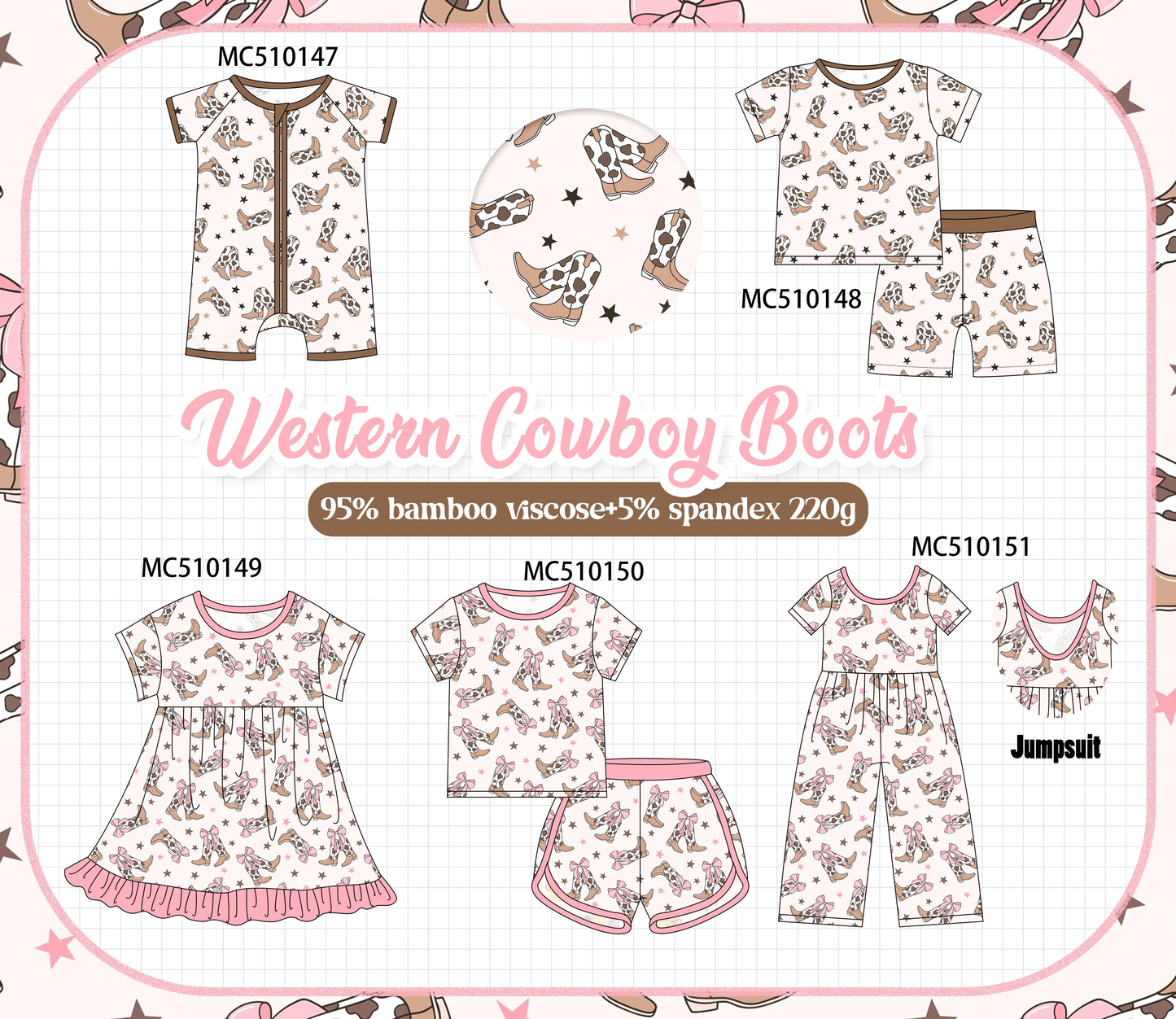 *Pre-Order* Western cowboy boots print bamboo collection
