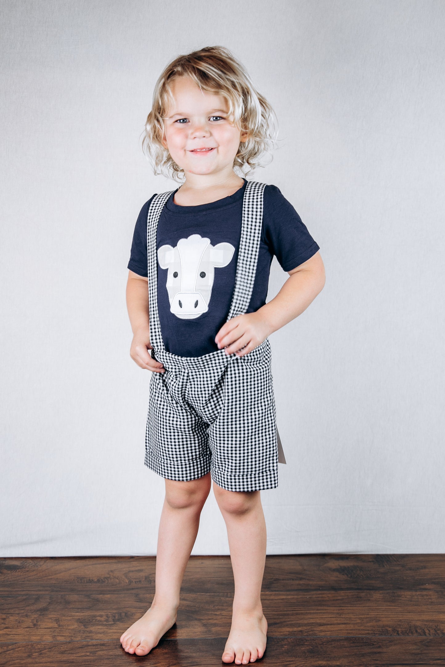 Gingham Shortalls - Black and White