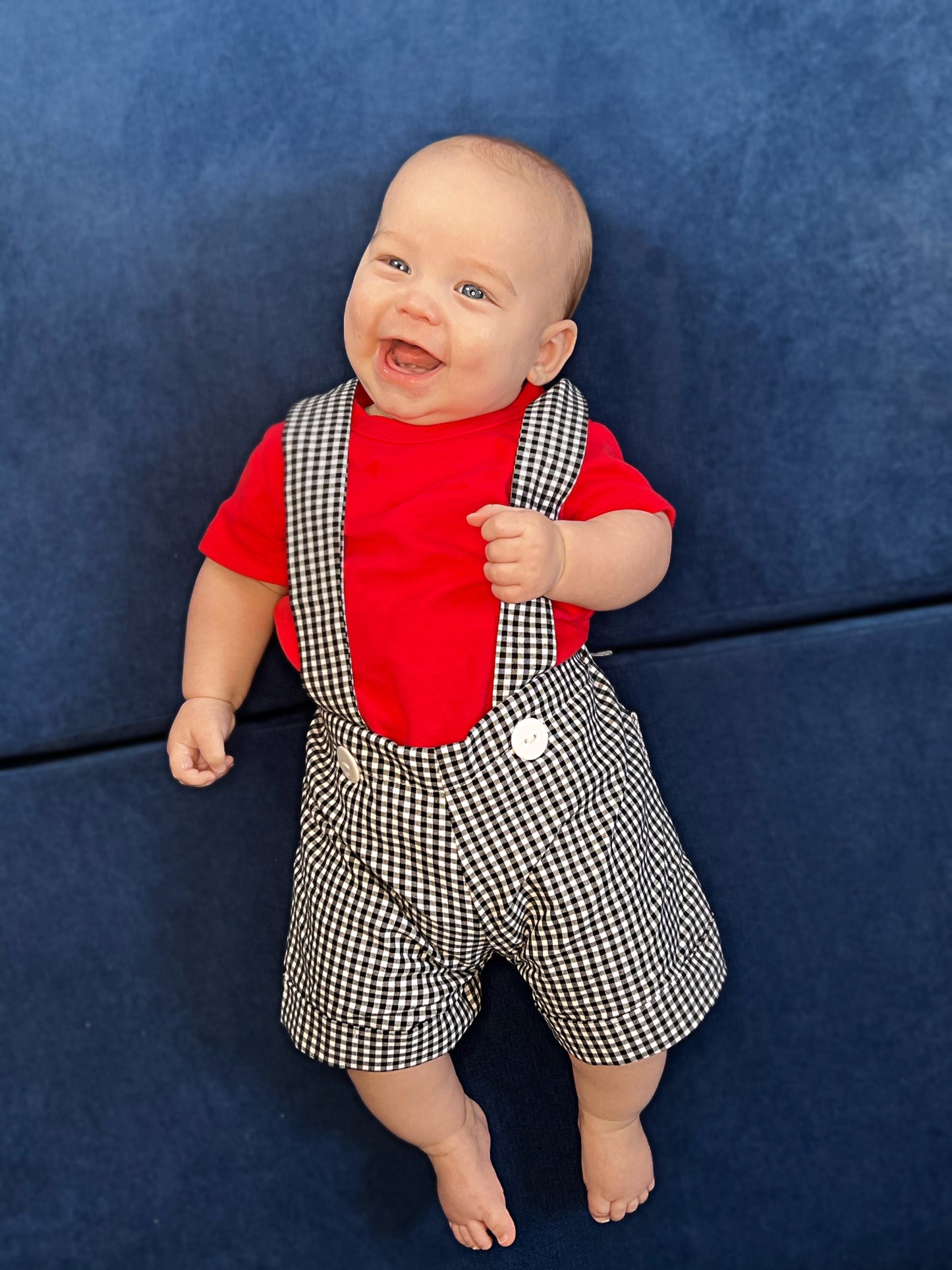 Gingham Shortalls - Black and White