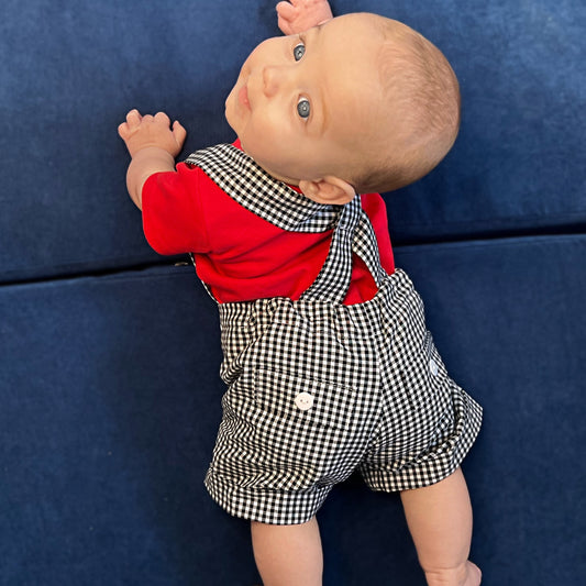 Gingham Shortalls - Black and White