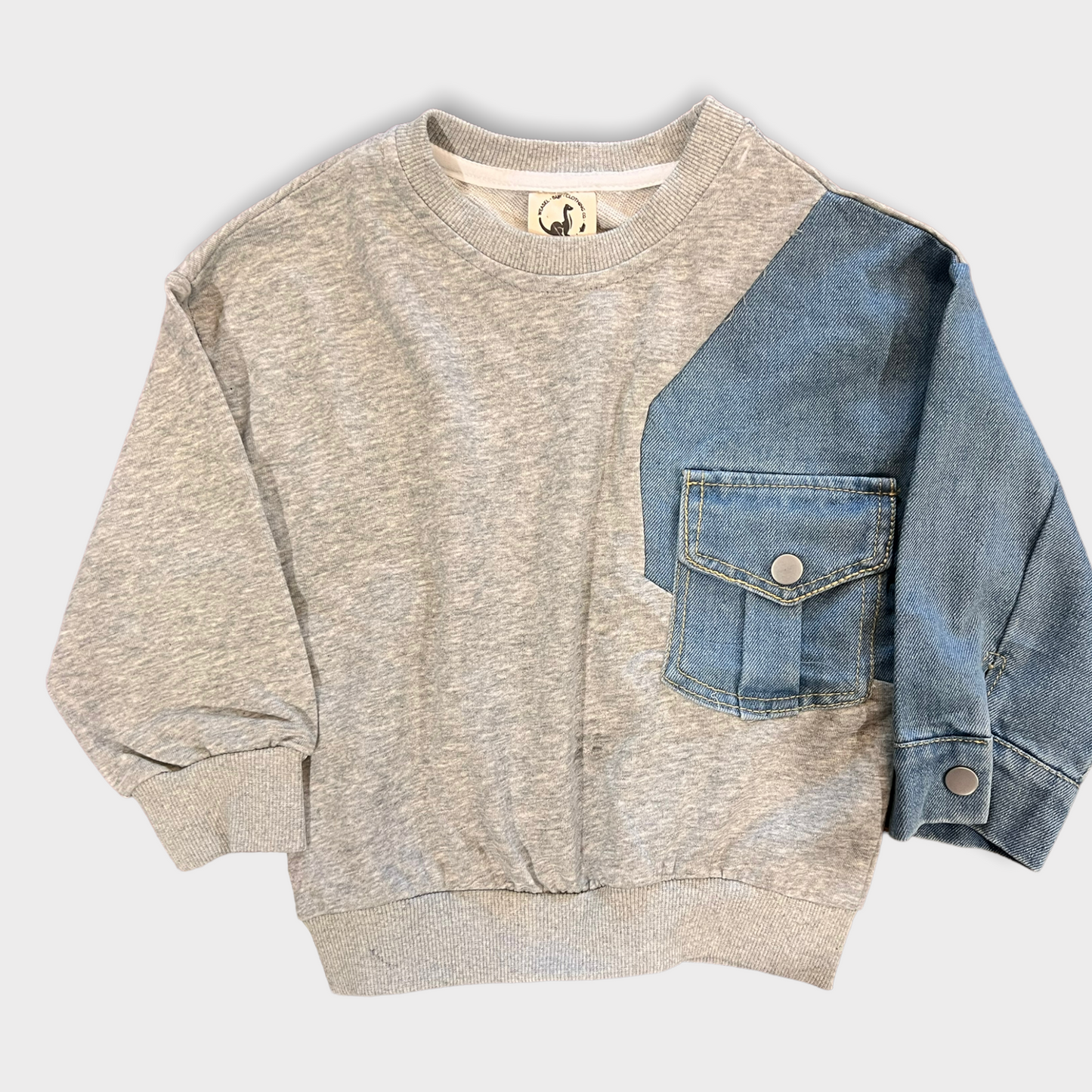 Asymmetrical Denim Sweater | Gray
