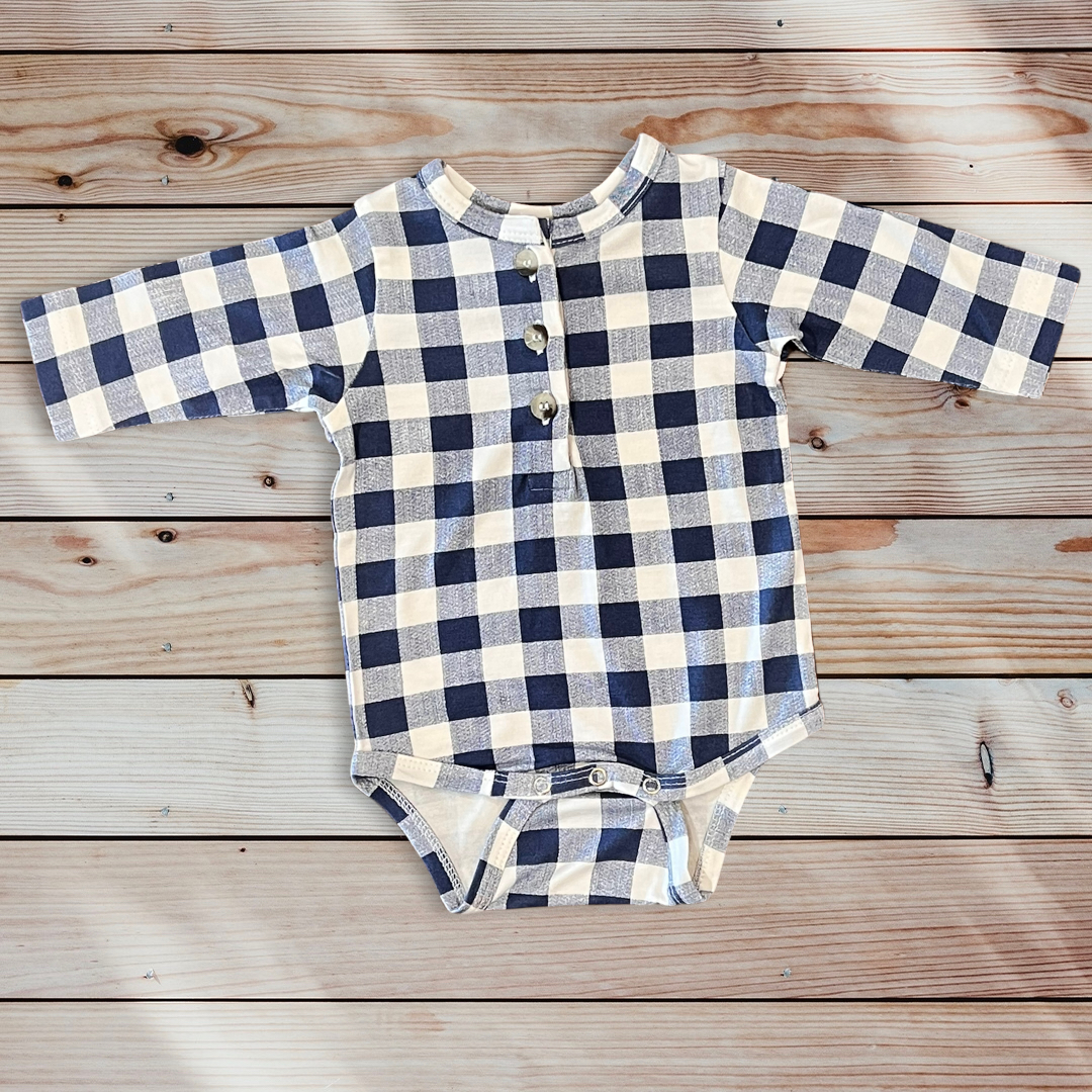 Long Sleeve Henley Bodysuit in Insignia