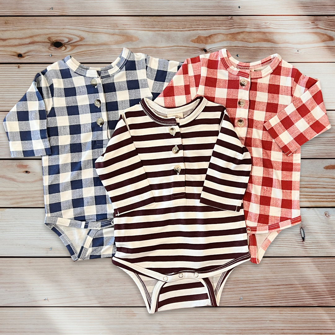 Long Sleeve Henley Bodysuit in Chili