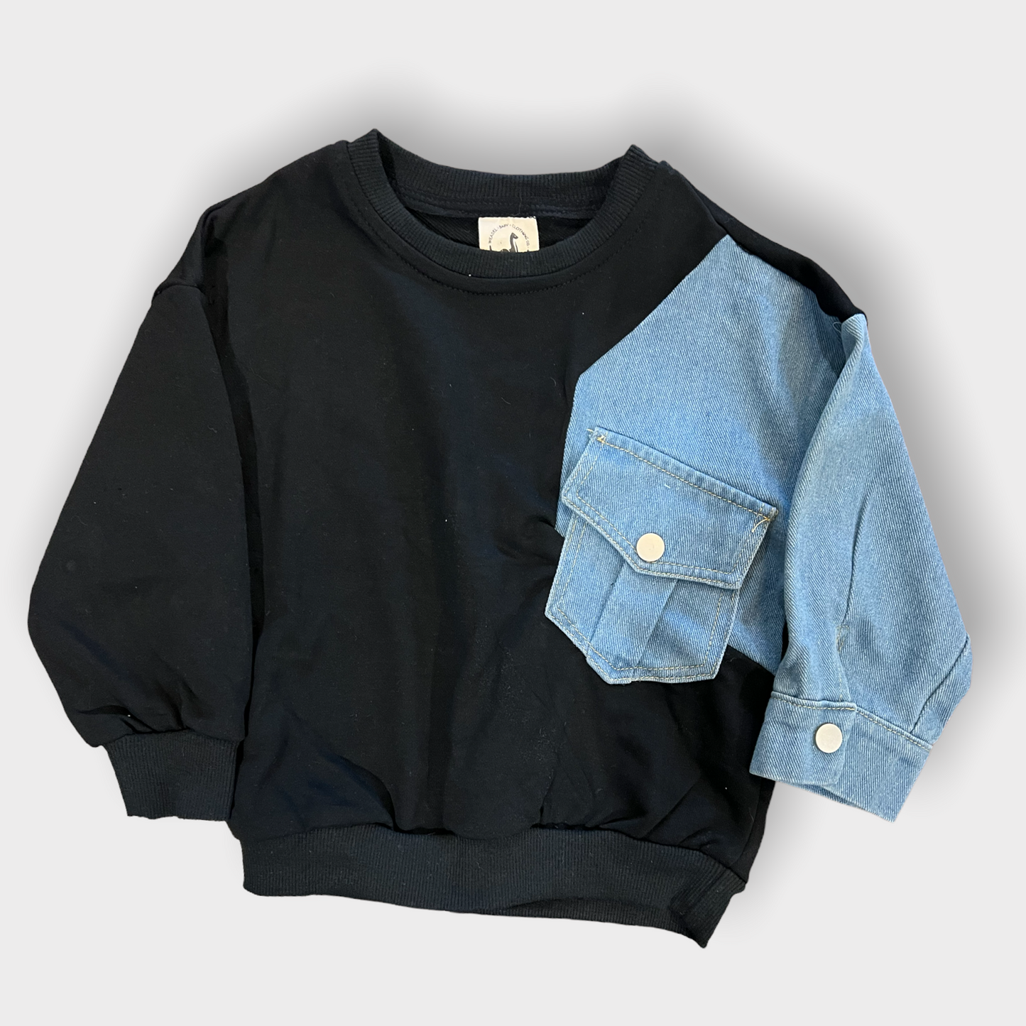 Asymmetrical Denim Sweater | Black