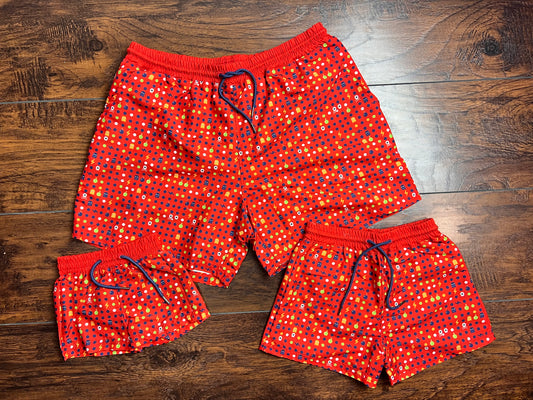 Daddy & Me Multicolor Video Game Print Swim Trunks