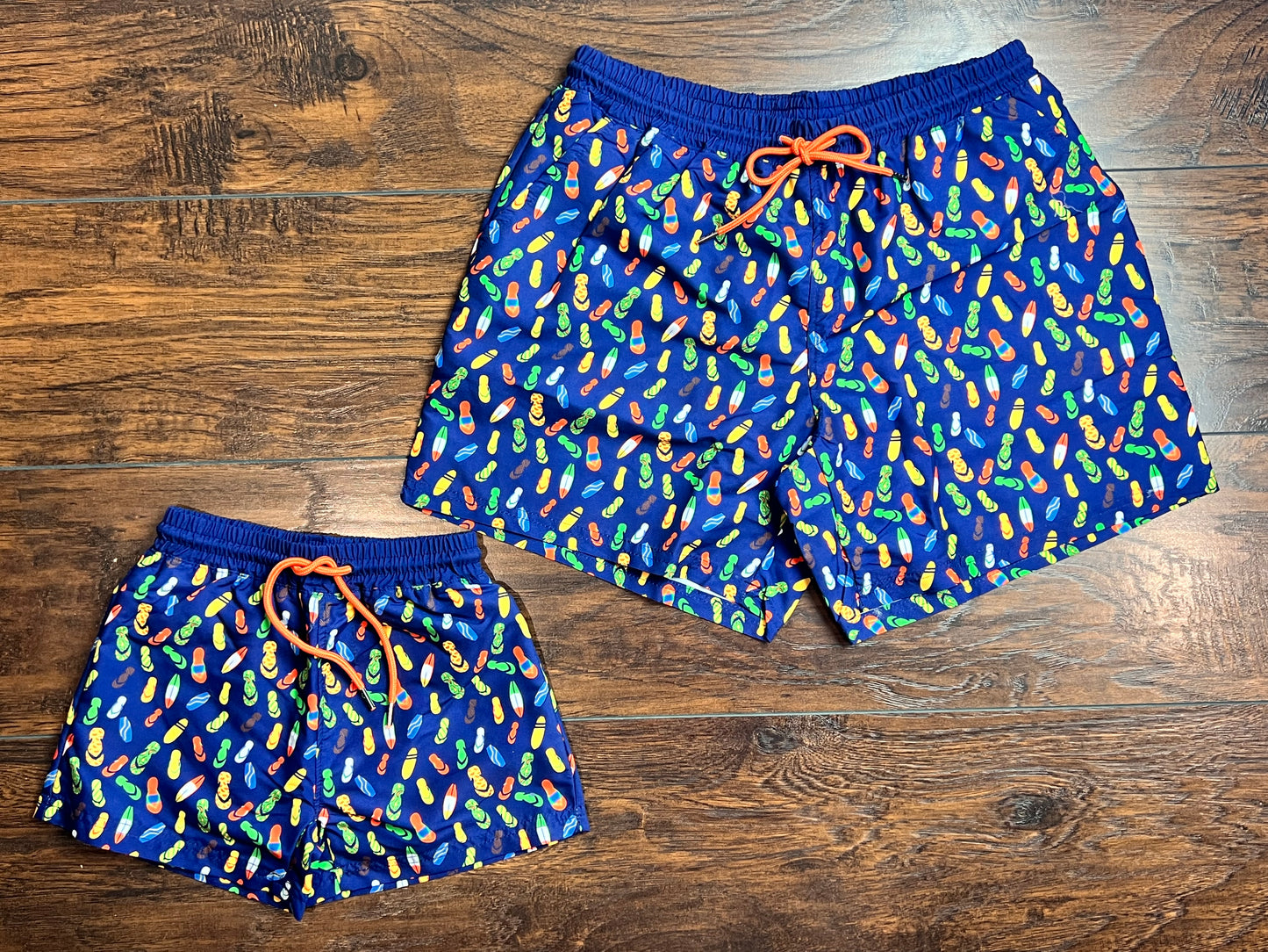 Daddy & Me - Sandals & Surfboards Swim Trunks
