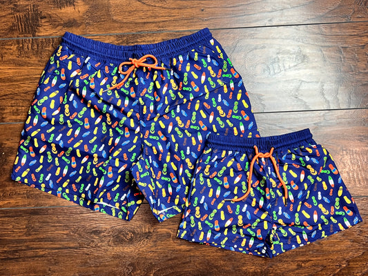 Daddy & Me - Sandals & Surfboards Swim Trunks