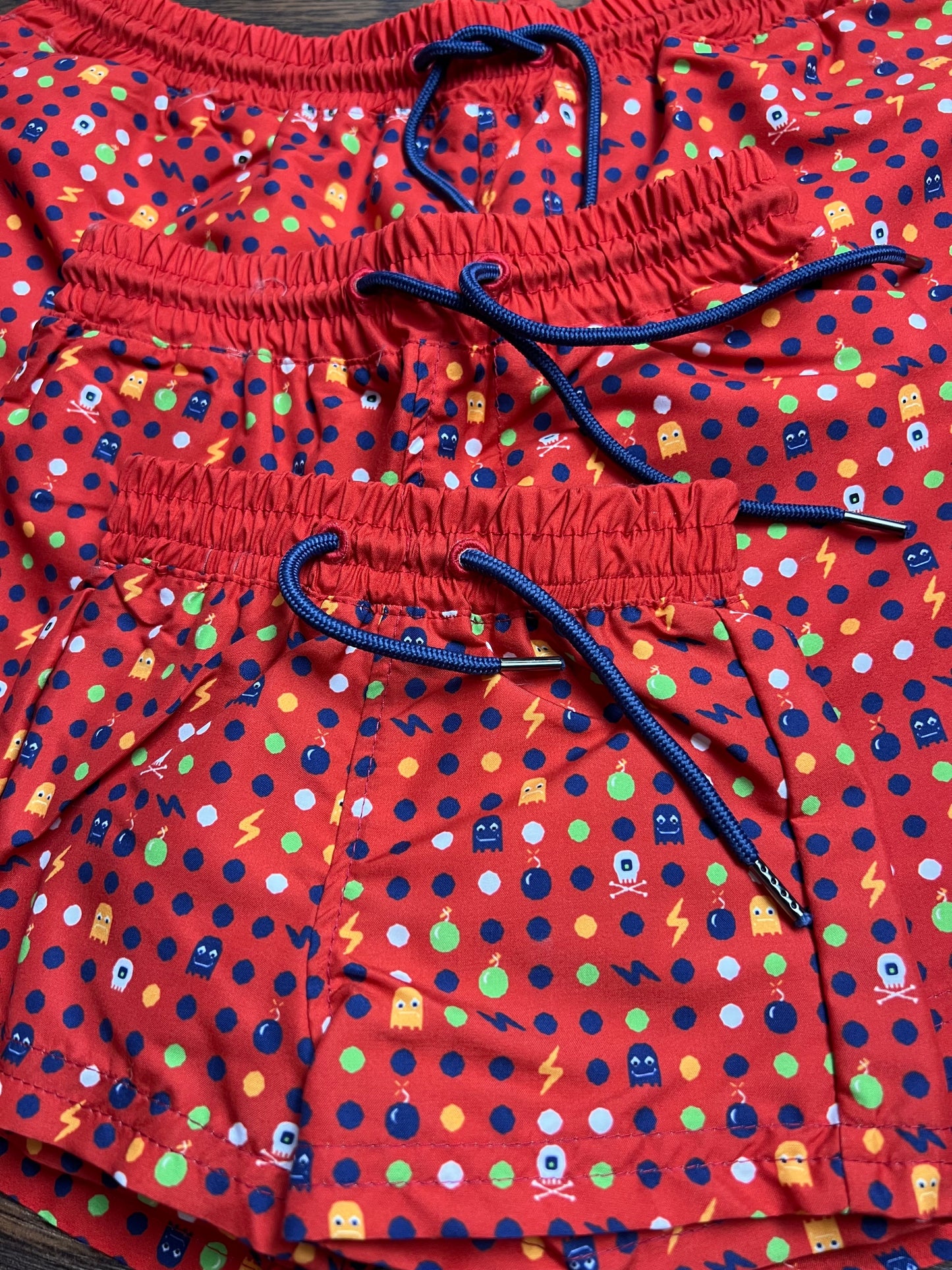 Daddy & Me Multicolor Video Game Print Swim Trunks