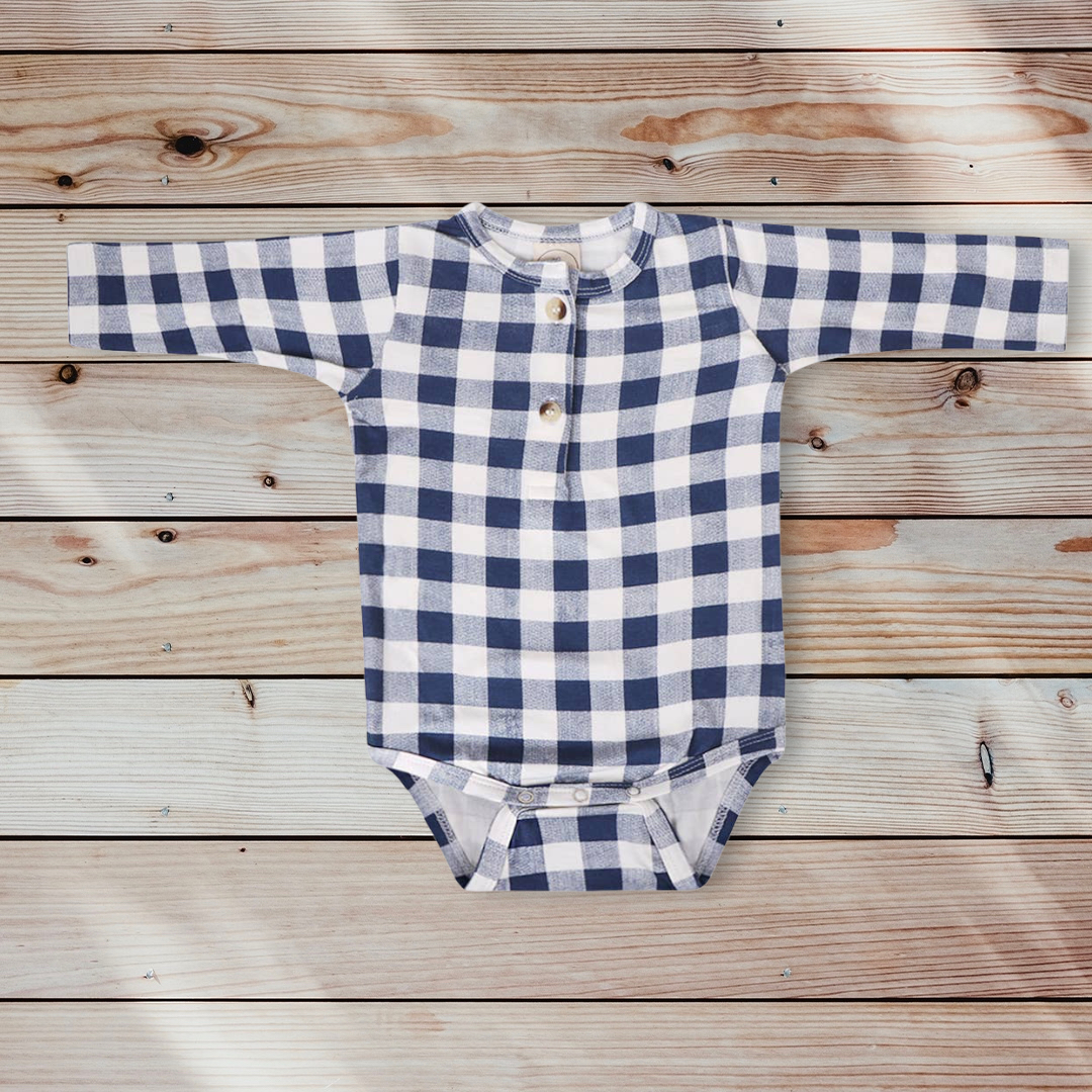 Long Sleeve Henley Bodysuit in Insignia
