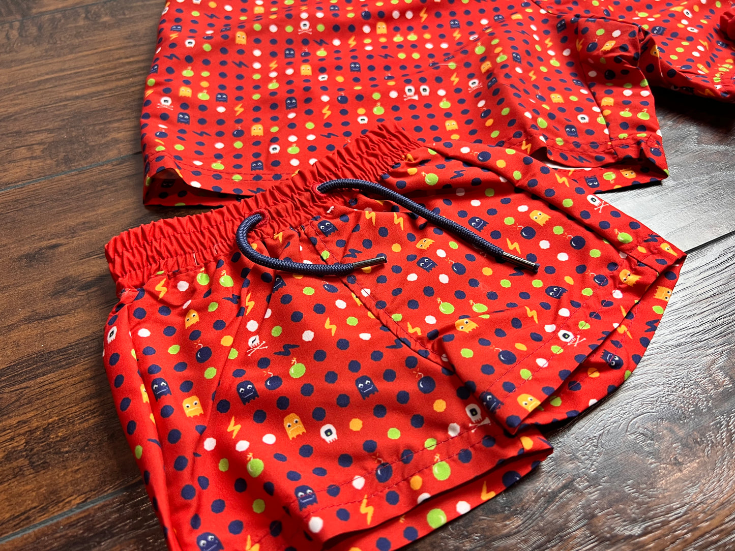 Daddy & Me Multicolor Video Game Print Swim Trunks