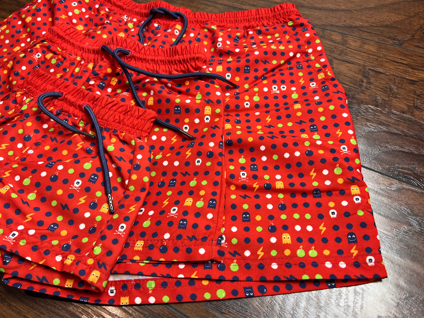 Daddy & Me Multicolor Video Game Print Swim Trunks