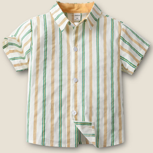 Green & Gold | Striped Button Up