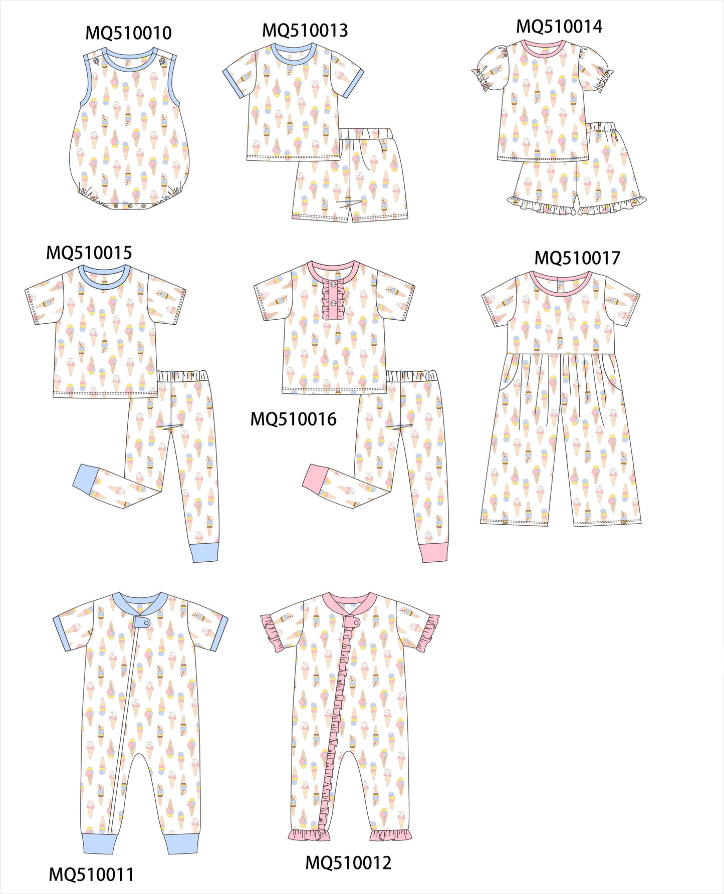 PO70 Blue&pink ice cream bamboo collection