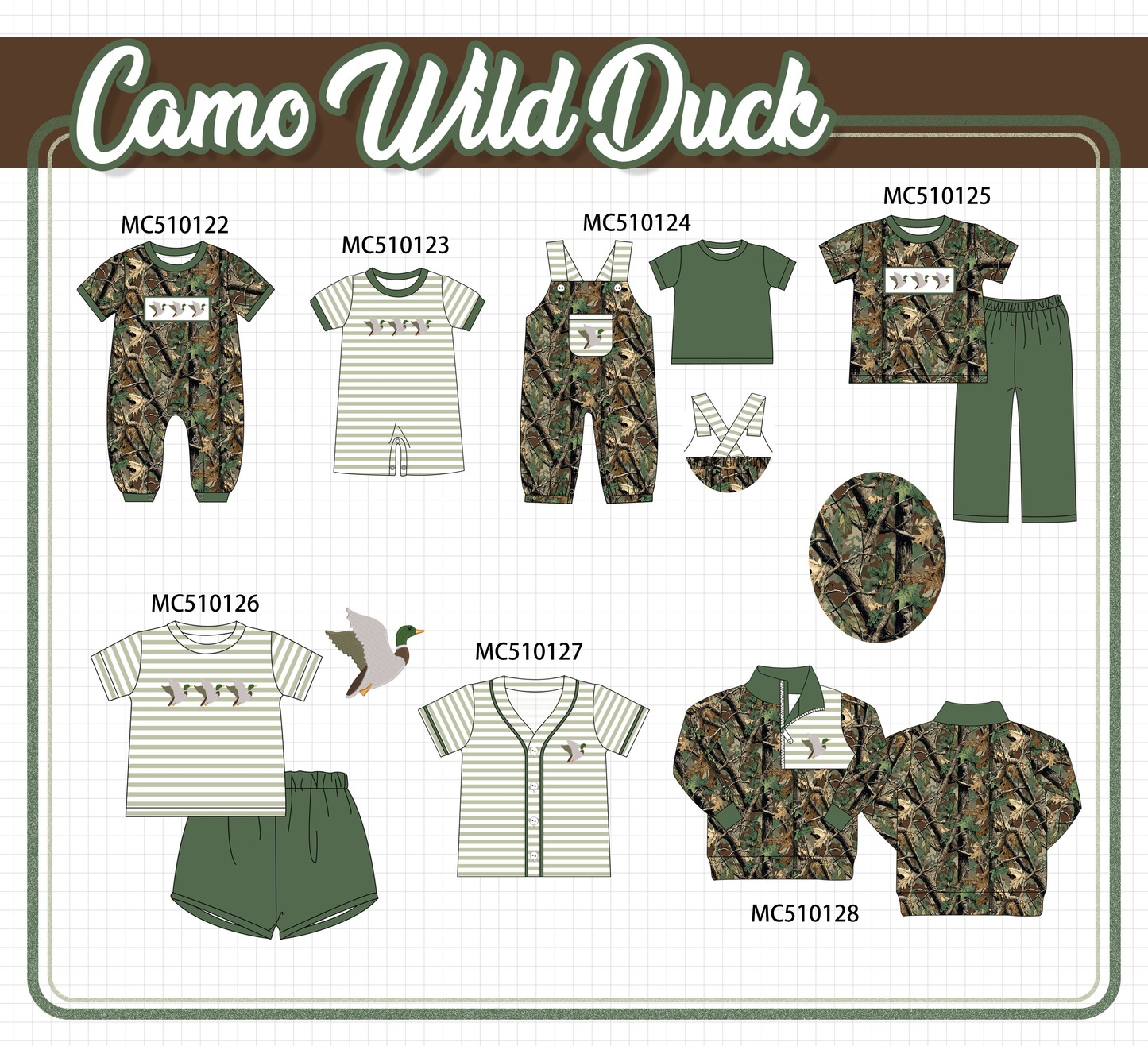 PO69 Camo duck embroidery collection