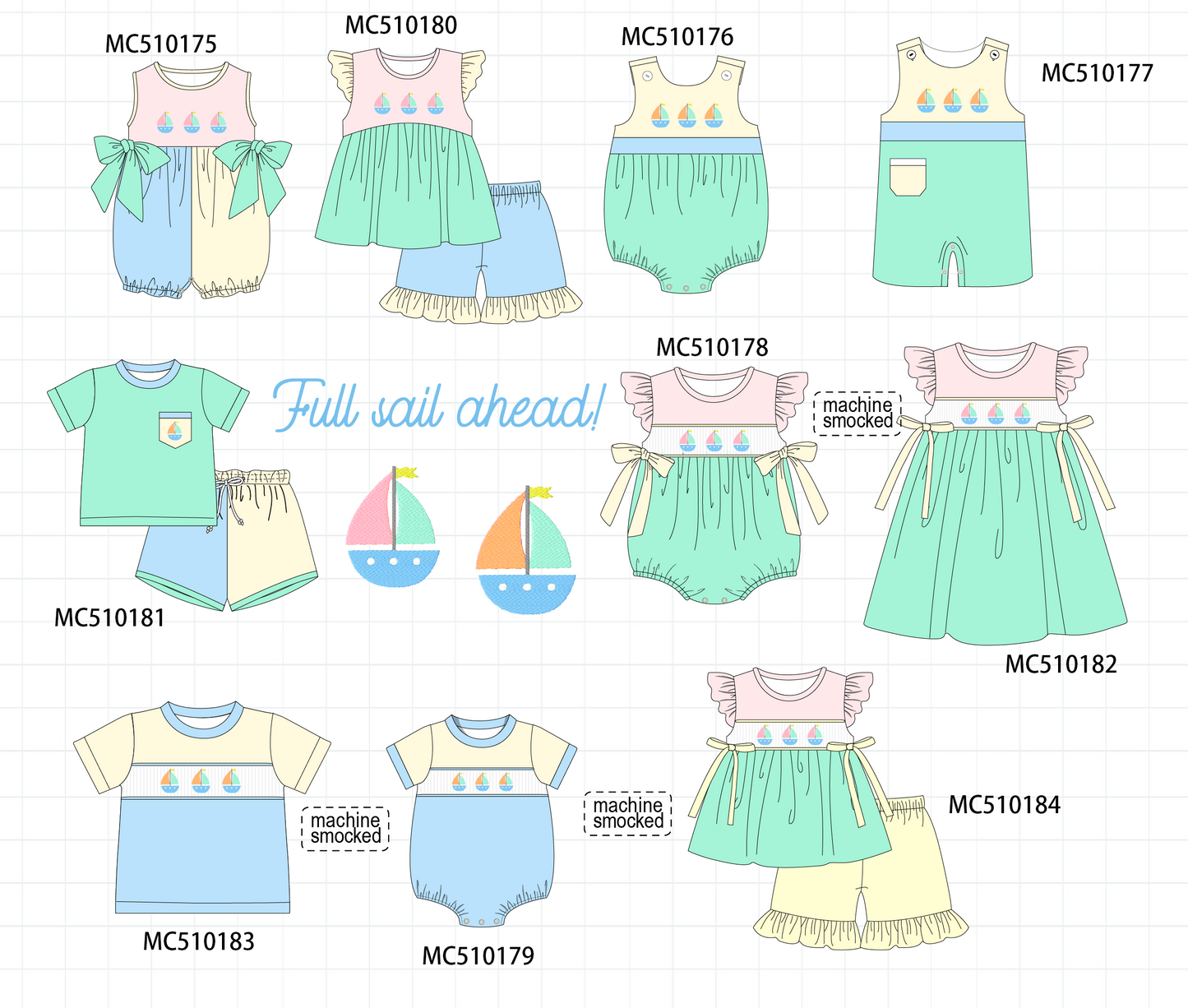 *Pre-Order* Colors Block Sailboat - Embroidery collection