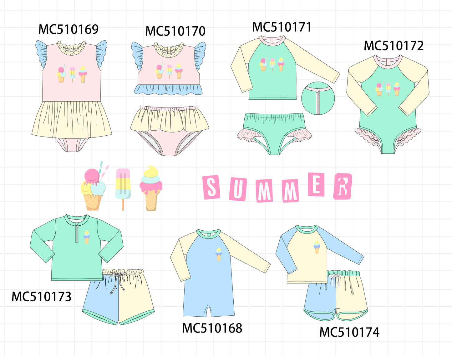 *Pre-Order* Colors blocks ice cream embroidery collection