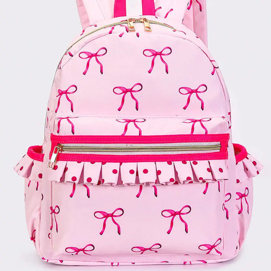 *PREORDER* Bow Print Girls Ruffle Backpack