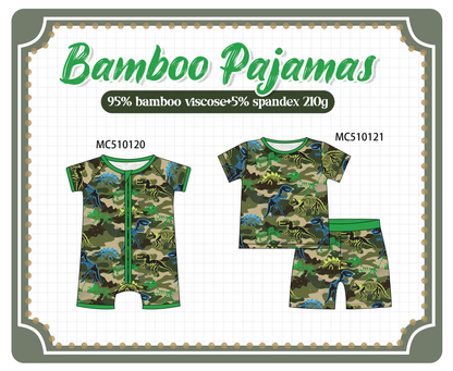 PO69 Green dinosaur print bamboo collection