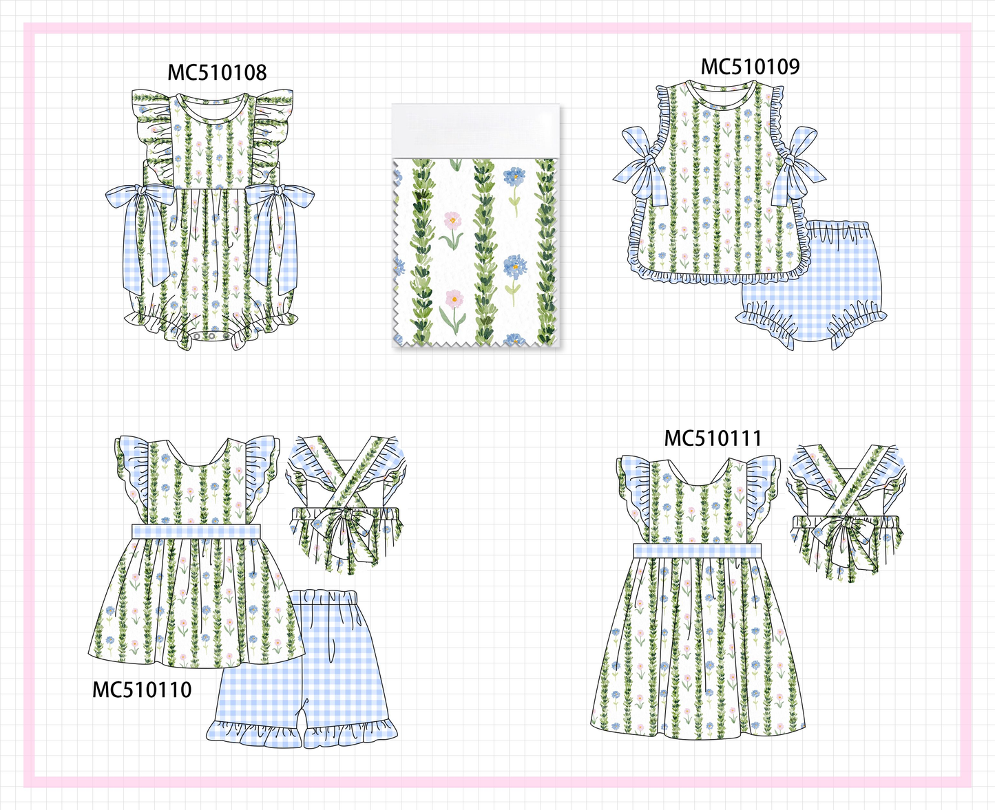 PO69 Green floral print ruffle collection